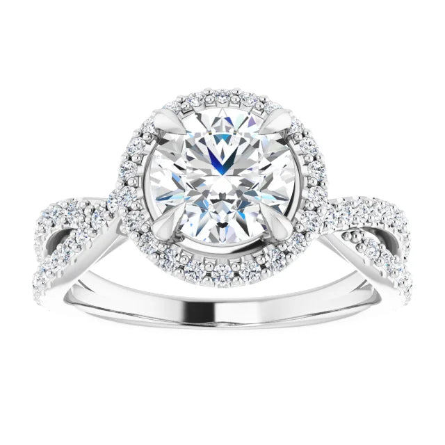 Round Brilliant Twist Halo Style Engagement Ring