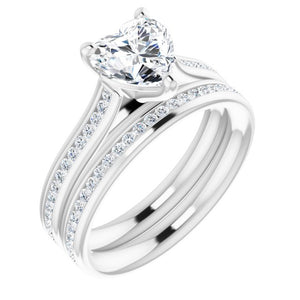 Heart Diamond Band Engagement Ring