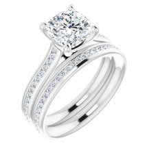 Cushion & Diamond Band Engagement Ring