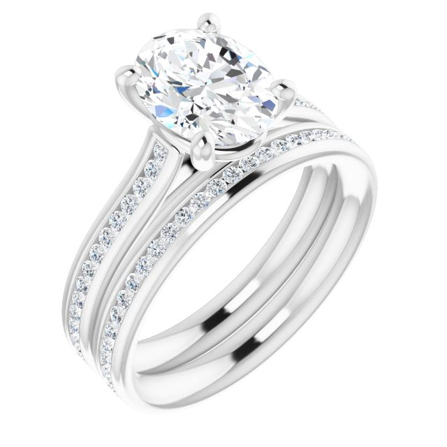 Oval Diamond Band Engagement Ring