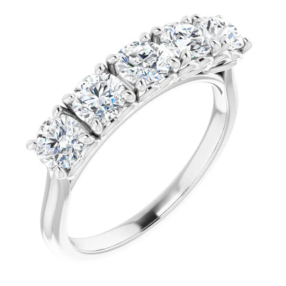 Five Stone Round Brilliant Moissanite Anniversary Band