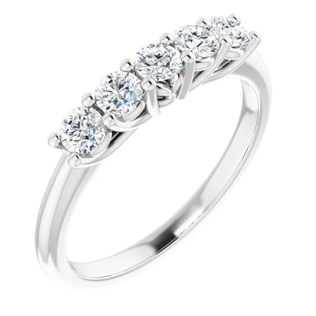 Five Stone Round Brilliant Moissanite Anniversary Band