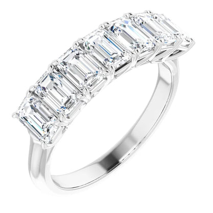 Seven Stone Emerald Cut Moissanite Anniversary Band