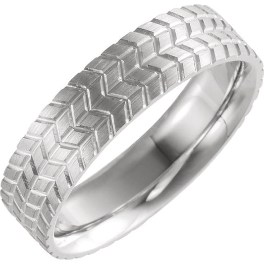 Men's Patterned Wedding Band - I Heart Moissanites