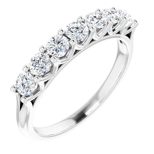 Seven Stone Round Brilliant Moissanite Anniversary Band