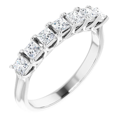 Seven Stone Princess Cut Moissanite Anniversary Band