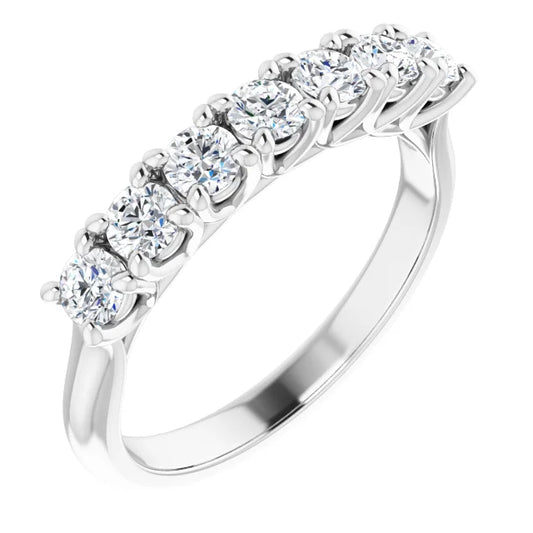 Seven Stone Round Brilliant Moissanite Anniversary Band