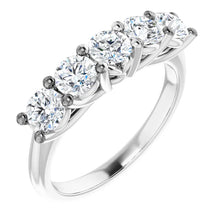 Five Stone Round Brilliant Moissanite Anniversary Band