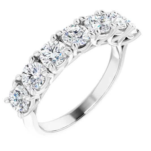 Seven Stone Round Brilliant Moissanite Anniversary Band