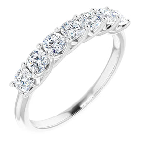 Seven Stone Cushion Cut Moissanite Anniversary Band