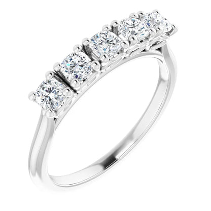 Five Stone Cushion Cut Moissanite Anniversary Band
