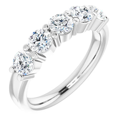 Five Stone Round Brilliant Moissanite Anniversary Band