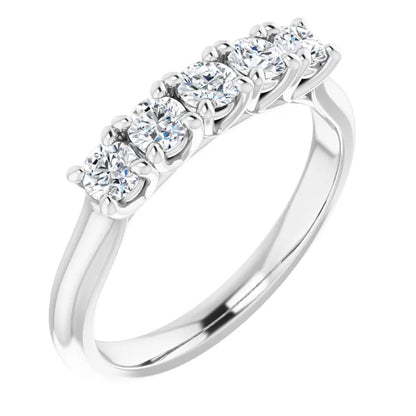 Five Stone Round Brilliant Moissanite Anniversary Band