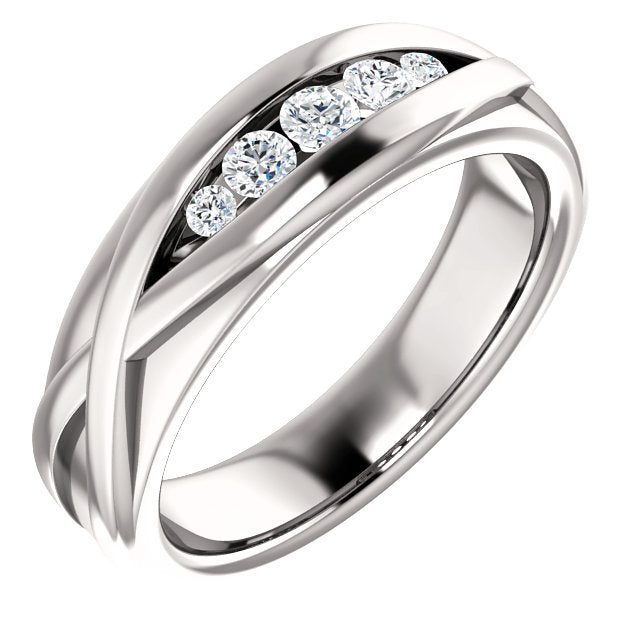 Men's Diamond Wedding Band - I Heart Moissanites