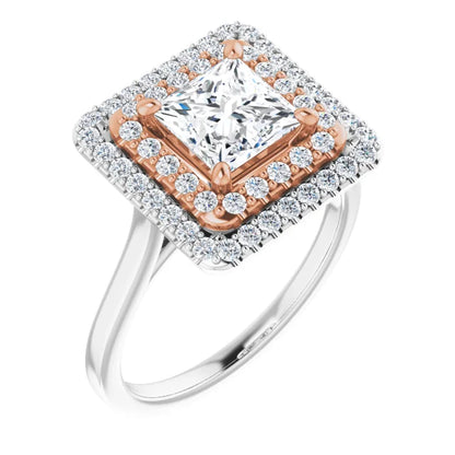Princess Double Halo Style Engagement Ring