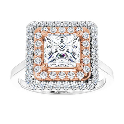 Princess Double Halo Style Engagement Ring