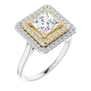 Princess Double Halo Style Engagement Ring