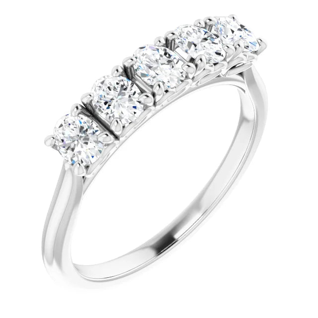 Five Stone Oval Cut Moissanite Anniversary Band