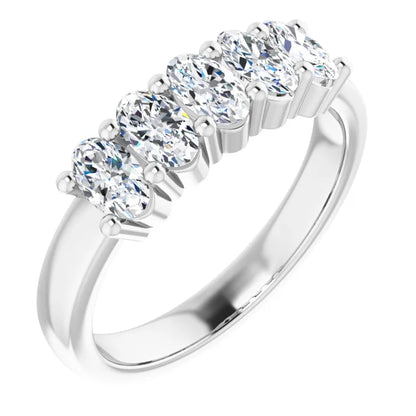 Five Stone Oval Cut Moissanite Anniversary Band