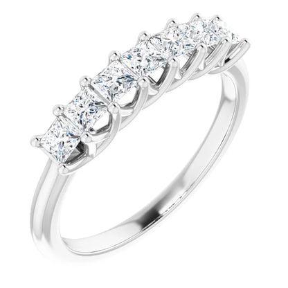 Seven Stone Princess Cut Moissanite Anniversary Band