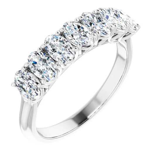 Seven Stone Oval Cut Moissanite Anniversary Band