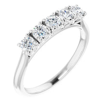 Five Stone Round Brilliant Moissanite Anniversary Band