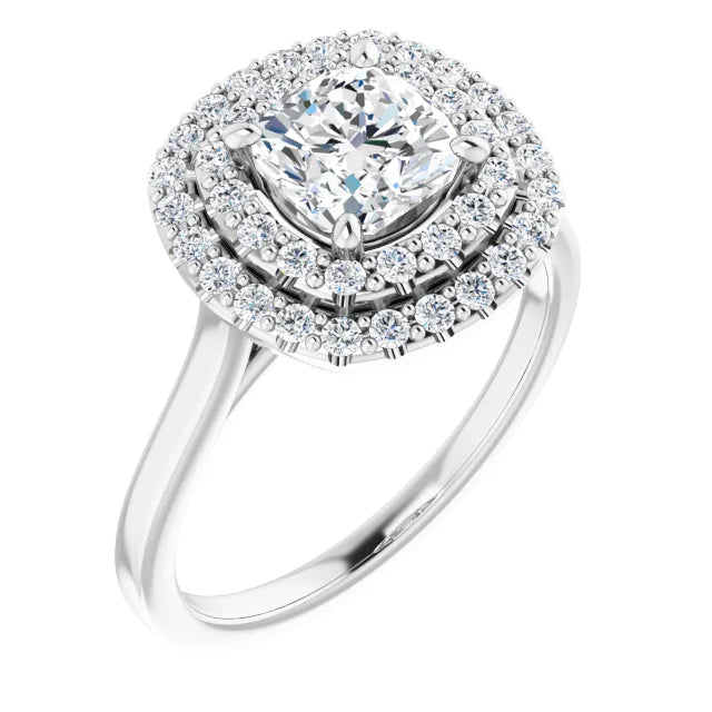 Cushion Double Halo Style Engagement Ring