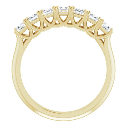 Seven Stone Princess Cut Moissanite Anniversary Band