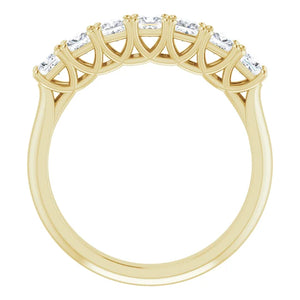 Seven Stone Princess Cut Moissanite Anniversary Band