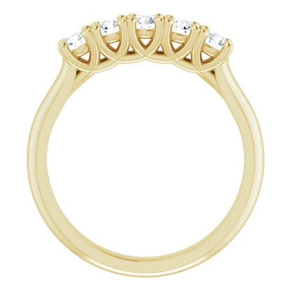 Five Stone Round Brilliant Moissanite Anniversary Band
