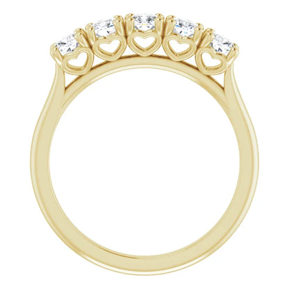 Five Stone Cushion Cut Moissanite Anniversary Band