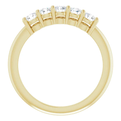 Five Stone Round Brilliant Moissanite Anniversary Band