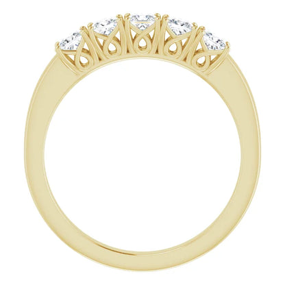 Five Stone Princess Cut Moissanite Anniversary Band
