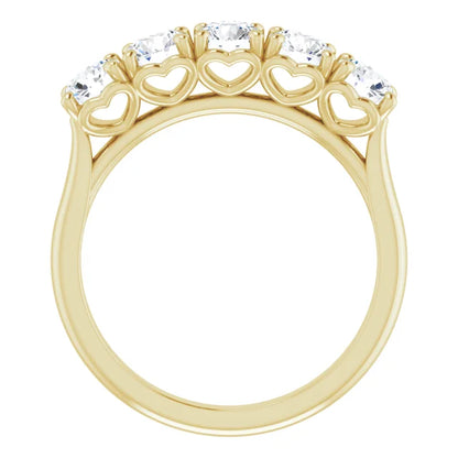Five Stone Round Brilliant Moissanite Anniversary Band