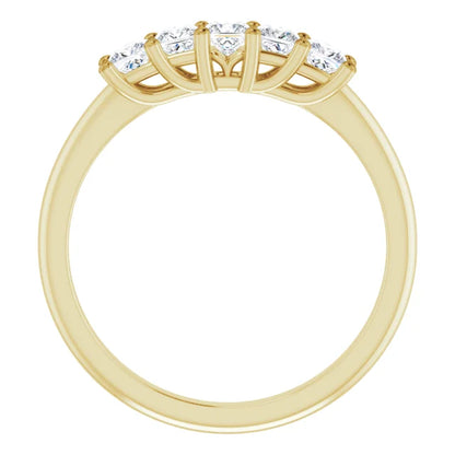 Five Stone Princess Cut Moissanite Anniversary Band