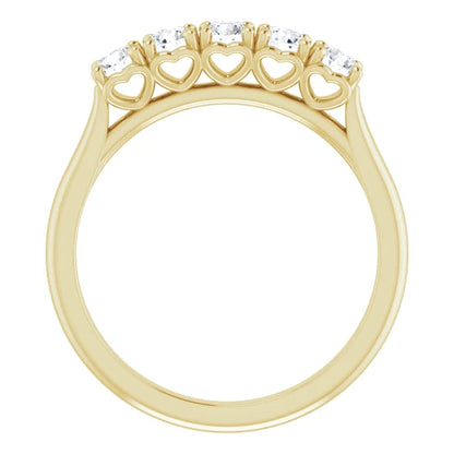 Five Stone Round Brilliant Moissanite Anniversary Band