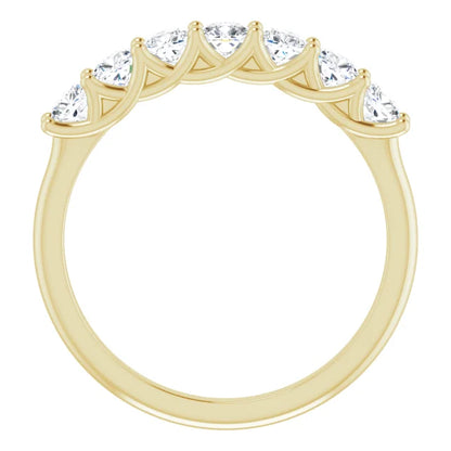Seven Stone Cushion Cut Moissanite Anniversary Band