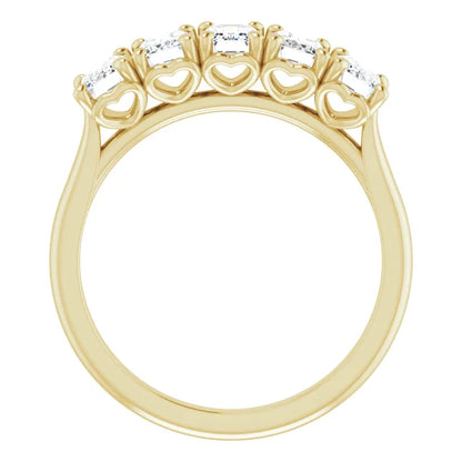 Five Stone Emerald Cut Moissanite Anniversary Band