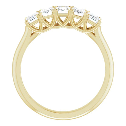 Five Stone Emerald Cut Moissanite Anniversary Band