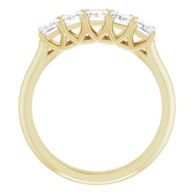 Five Stone Emerald Cut Moissanite Anniversary Band