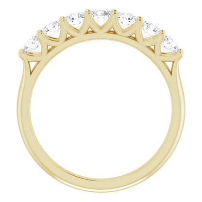 Seven Stone Round Brilliant Moissanite Anniversary Band