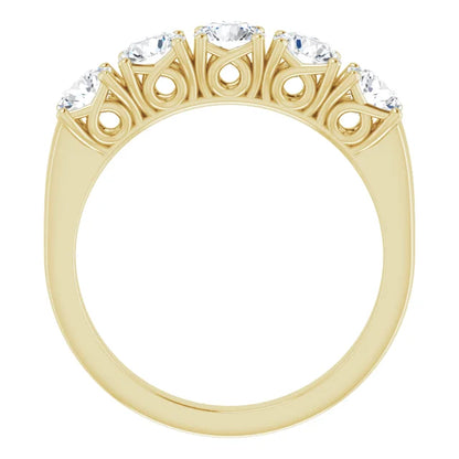 Five Stone Round Brilliant Moissanite Anniversary Band