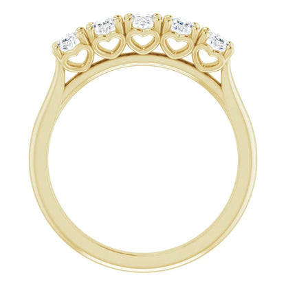 Five Stone Oval Cut Moissanite Anniversary Band