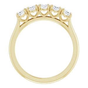 Five Stone Oval Cut Moissanite Anniversary Band