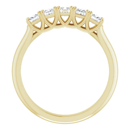 Five Stone Princess Cut Moissanite Anniversary Band