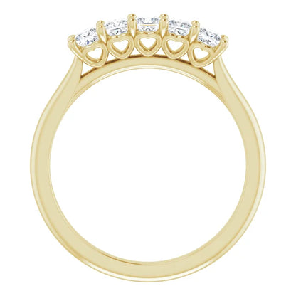 Five Stone Princess Cut Moissanite Anniversary Band