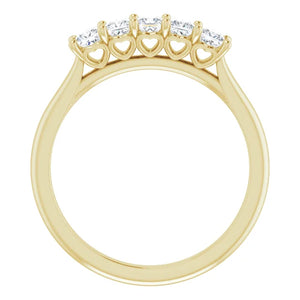 Five Stone Princess Cut Moissanite Anniversary Band