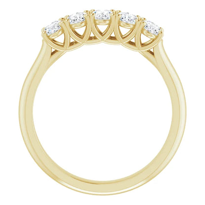 Five Stone Oval Cut Moissanite Anniversary Band