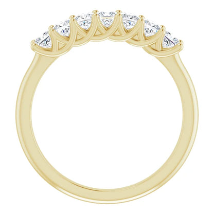 Seven Stone Princess Cut Moissanite Anniversary Band