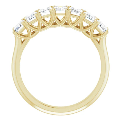 Seven Stone Emerald Cut Moissanite Anniversary Band